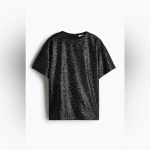 BNWT H&M Black/glittery Sequined short sleeve Top size M
